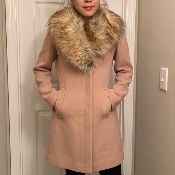 kate spade faux fur collar coat